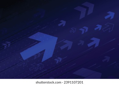 Uptrend abstract background. A group of digital blue arrows point up in the air shows feeling that rise, growth, motivation, hope, and more positive meaning.