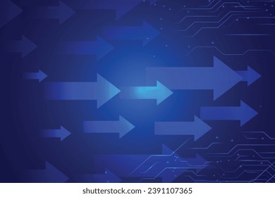 Uptrend abstract background. A group of digital blue arrows point up in the air shows feeling that rise, growth, motivation, hope, and more positive meaning.
