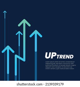 Uptrend arrow lines abstract background. A group of digital green arrows rising in the background shows feelings of exponential growth, fast, motivation, and more positive meaning.