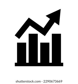Uptrend bar graph silhouette icon. Vector.
