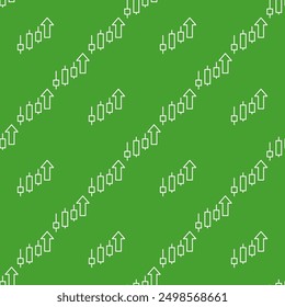 Uptrend Candlestick Chart vector concept seamless pattern in outline style