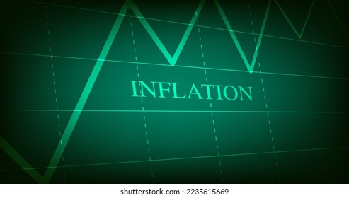 Uptrend chart with the words  Inflation on green light radar screen. EPS 10 vector.