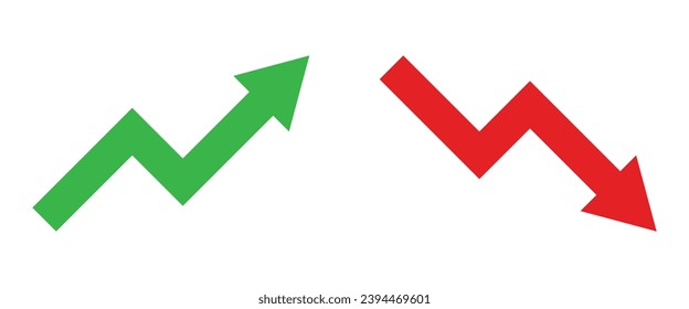 Uptrend and downtrend arrow icon flat design. Vector ilustration isolated on white background