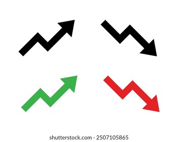 Uptrend and downtrend arrow icon in generic style. Zigzag arrows concept