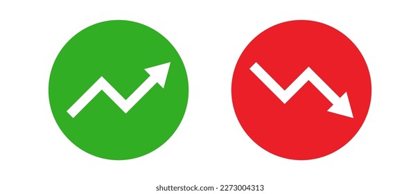 Uptrend and downtrend arrow icon set. Vectors.