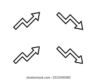 Icono de línea de flecha de tendencia ascendente y descendente en estilo genérico. Concepto de flechas ascendentes y descendentes