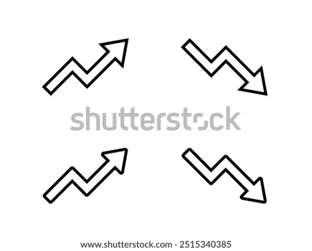 Uptrend and downtrend arrow line icon in generic style. Rising and falling arrows concept