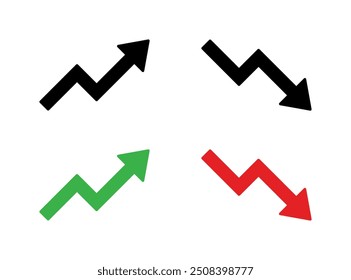 Uptrend and downtrend zigzag arrow icon in rounded corner