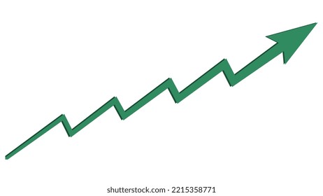 Uptrend green lightning arrow isolated on white background. Vector design element.