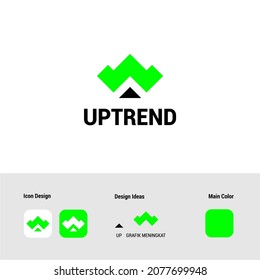 uptrend logo design this logo idea is taken from the upward movement of a business item which can be interpreted as the vision and mission of the company itself, this logo is suitable for your company