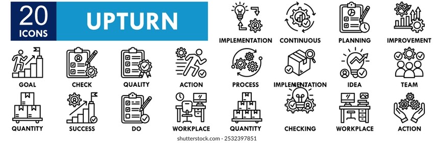 Conjunto de coleta de ícone de ativação. Contendo estilo de vida de design, negócios, crescimento, economia, recuperação, mercado