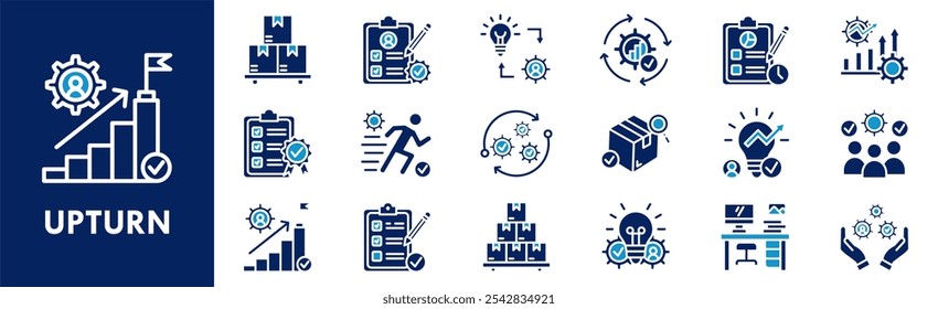Conjunto de colección de íconos de activación. Diseño, estilo de vida, negocios, crecimiento, economía, crecimiento, mercado