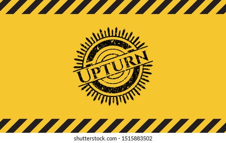 Upturn inside warning sign, black grunge emblem. Vector Illustration. Detailed.