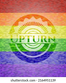 Upturn lgbt colors emblem. Vector Illustration. Mosaic. 