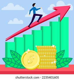 Upturn Market. Stock Market. Bullish graph. Financial stable. Economic chart