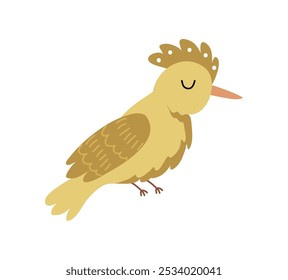 Upupa epops oder hoopoe niedlichen Cartoon-Charakter. Vektor afrikanischer oder europäischer wild lebender exotischer oder tropischer Vogel. Vogelwelt von Wäldern, Savannen und Grasland. Geflügelzucht, Zoologie und Ornithologie