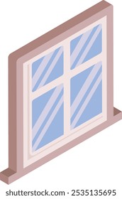 Upvc Energy Efficient Window isometric concept, Closed Tinted Windows Frame vector color icon design, repair maintenance services symbol, Home remodeling sign, Building and construction illustration