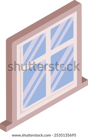 Upvc Energy Efficient Window isometric concept, Closed Tinted Windows Frame vector color icon design, repair maintenance services symbol, Home remodeling sign, Building and construction illustration