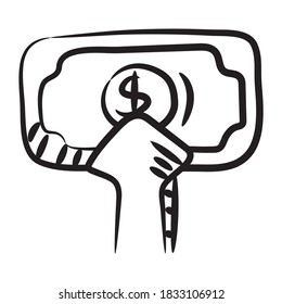 Upward arrow with banknote, icon design of high investment concept 