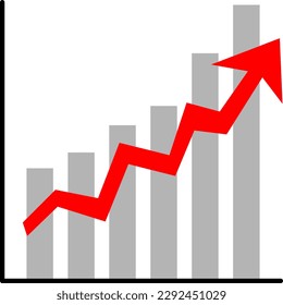 Upward arrow and bar graph