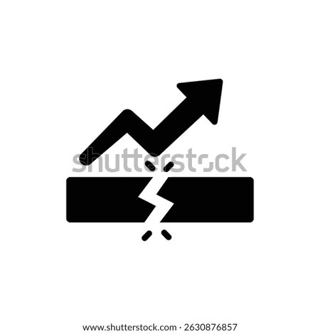 Upward Arrow Breaking Through Bar Icon for Growth