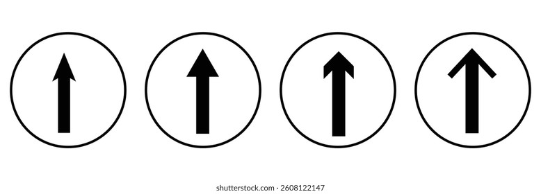 Upward arrow centered in square brackets on white background . vector illustration Eps 10 .