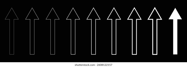 Upward arrow centered in square brackets on white background . vector illustration Eps 10 .