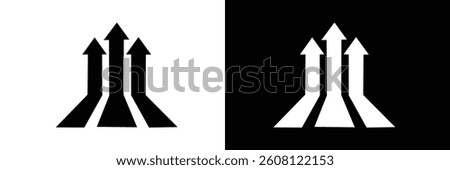 Upward arrow centered in square brackets on white background . vector illustration Eps 10 .