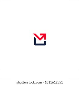 upward arrow design square mail logo
