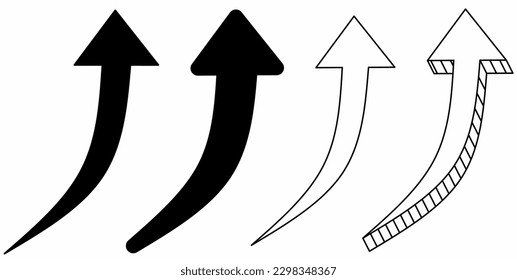 upward Arrow icon set isolated on white background