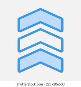 Upward arrow icon vector illustration in blue style, use for website mobile app presentation