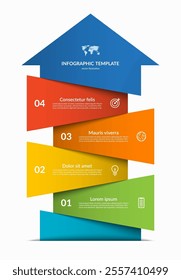 Upward arrow infographic template. Business growth concept with 4 steps, options, parts. Can be used for diagram, chart, web design. Vector illustration.