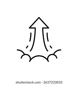 Upward Arrow Launch Icon Outline Vector with and Line Design Symbolizing Growth Boost and Progress