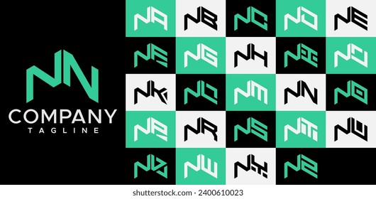 Upward arrow letter N NN logo design set