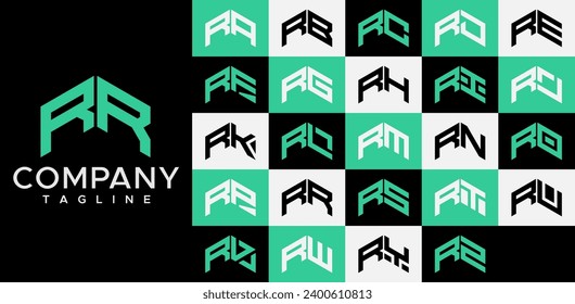 Upward arrow letter R RR logo design set