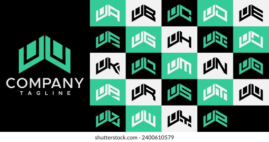 Upward arrow letter U UU logo design set