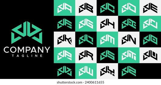 Upward arrow letter V VV logo design set