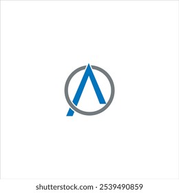 Upward arrow logo with blue and gray circles