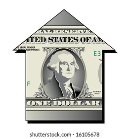 An upward arrow made from a dollar bill