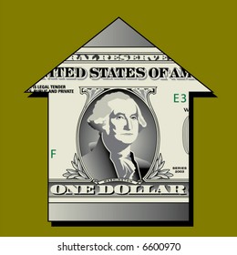 An upward arrow made from a dollar bill in vector format