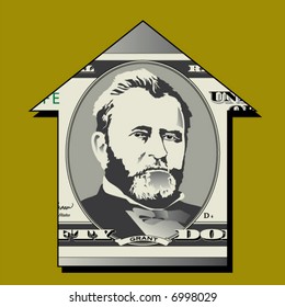 An upward arrow made from a fifty dollar bill in vector format