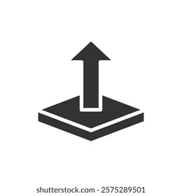 Upward arrow on platform glyph icon. Vector illustration