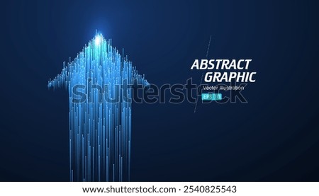 The upward arrow pattern composed of countless rays symbolizes positivity and development.