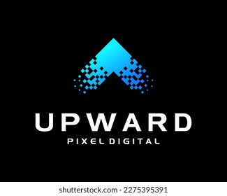 Upward Arrow Success Progress Start Up Pixel Digital Halftone Effect Innovation Vector Logo Design