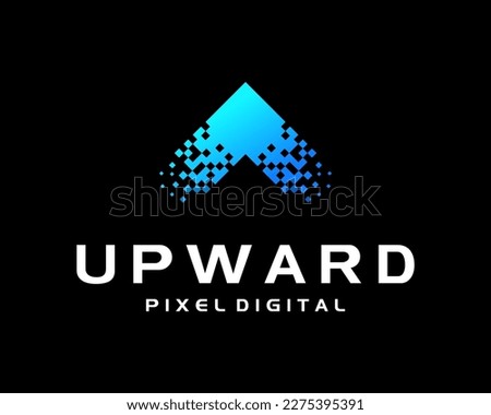 Upward Arrow Success Progress Start Up Pixel Digital Halftone Effect Innovation Vector Logo Design