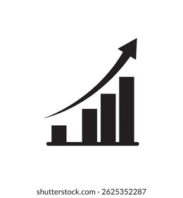 Upward Arrow Trail from Bar Graph Base Representing Business Performance and Growth
