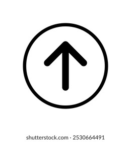 Upward arrow vector icon for website, flat design symbol.