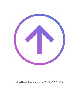 Upward arrow vector icon for website, flat design symbol.