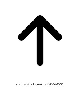 Upward arrow vector icon for website, flat design symbol.