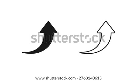 Upward Arrows Curve Black White Vector
